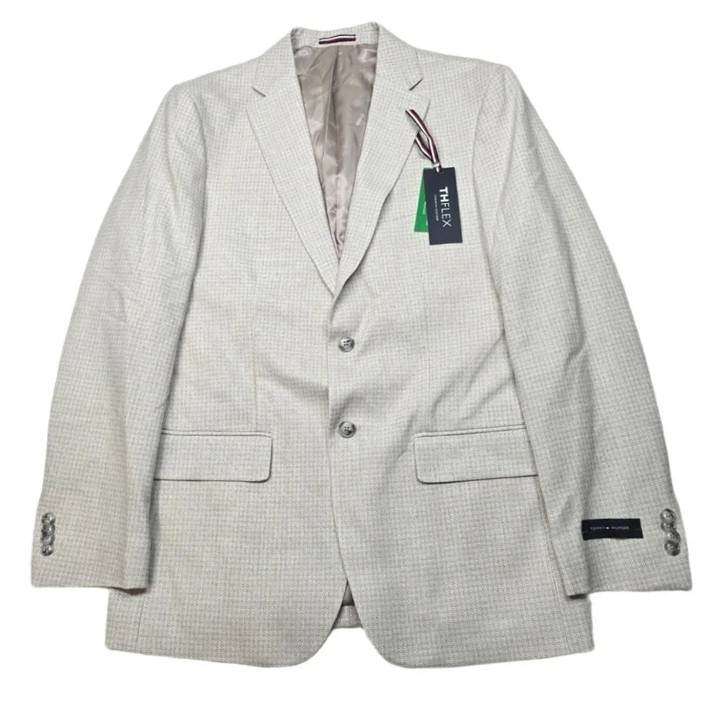 Tommy Hilfiger Conrad Sport Coat Mens 40R White Tan Modern Fit Blazer $295 NEW